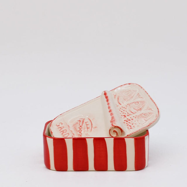 Sardinhas I Striped Ceramic Box - Red