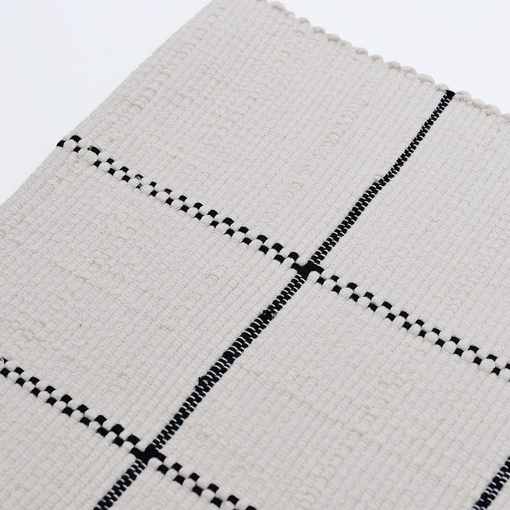 Set de table en coton recyclé - Blanc cassé et noir