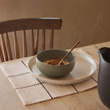 Set de table en coton recyclé - Blanc cassé et noir
