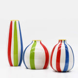 Set of 3 Ceramic Vases - Multicolored