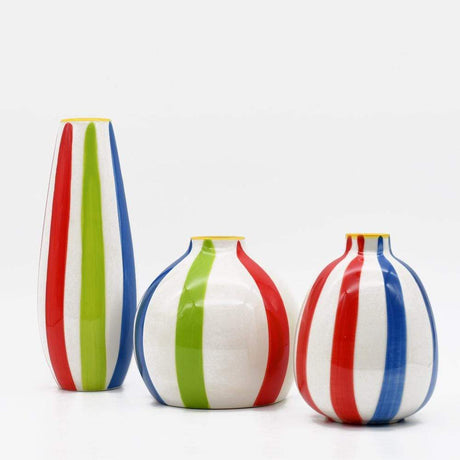 Set of 3 Ceramic Vases - Multicolored