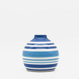 Set of 3 Striped Ceramic Vases - Blue