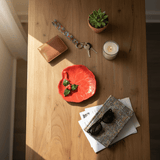 Small Ceramic Dish with a Holly Leaf  - Red