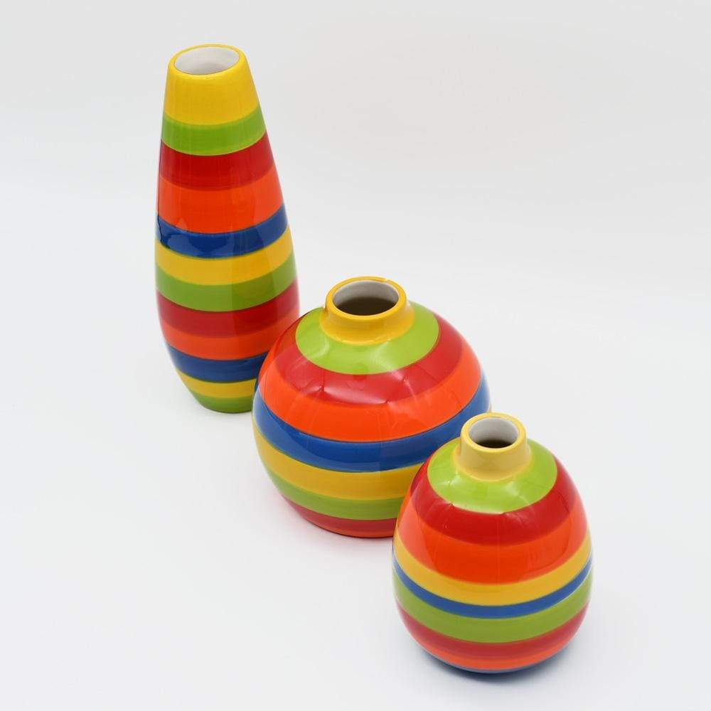 Striped Ceramic Vase - Multicolored
