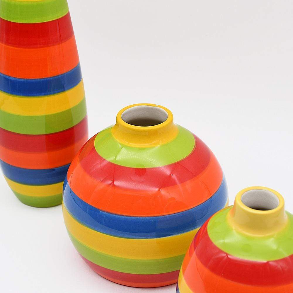 Striped Ceramic Vase - Multicolored