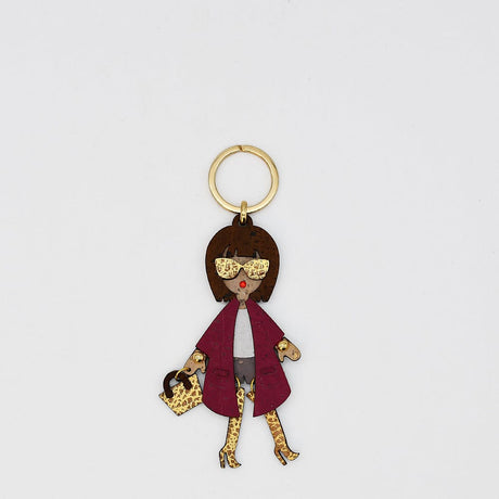 Stylish Silhouette Cork Keychain - Dark Red