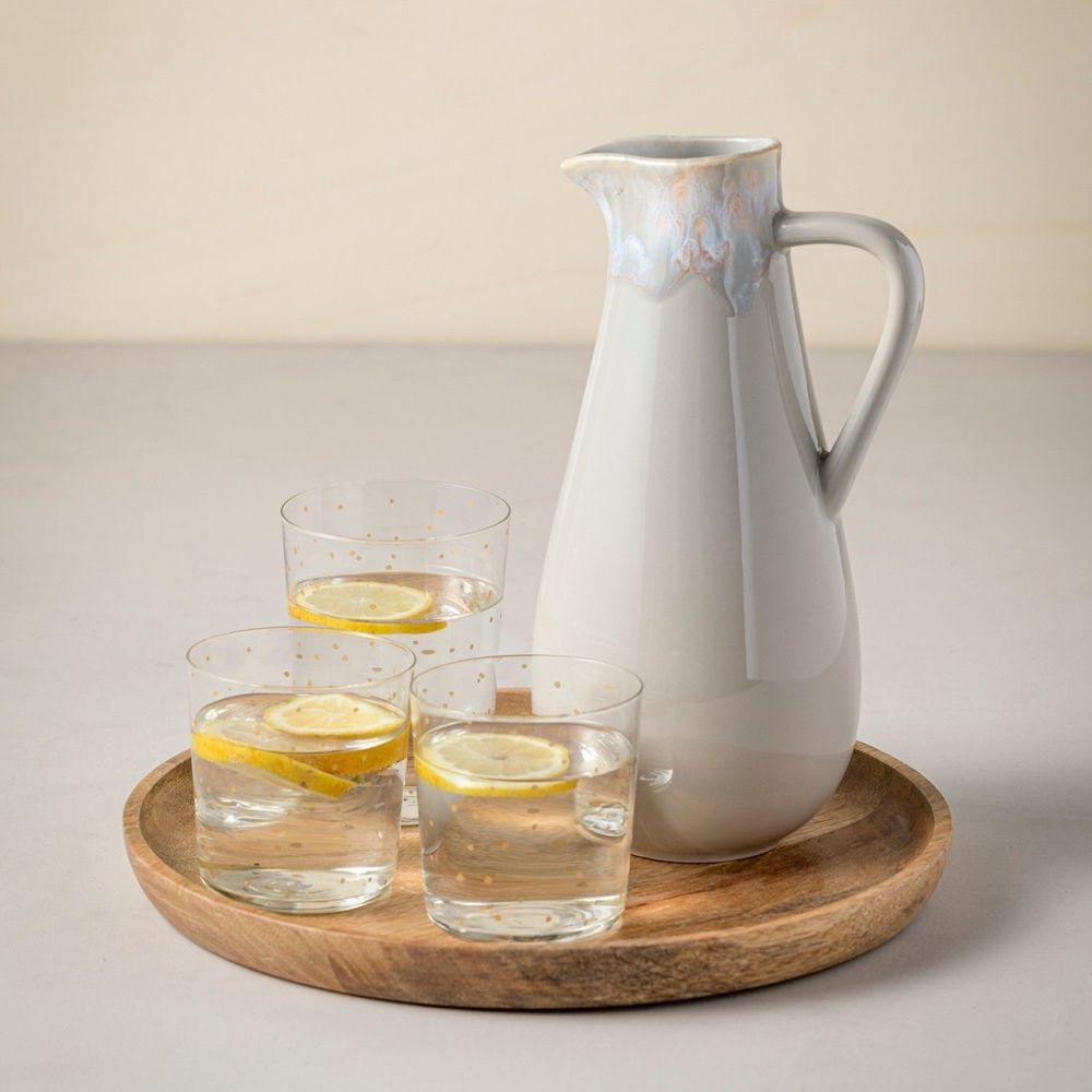 Taormina I Fine StonewarePitcher - White