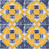Textured Azulejo - Blue and yellow 5.5x5.5''