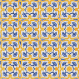 Textured Azulejo - Blue and yellow 5.5x5.5''