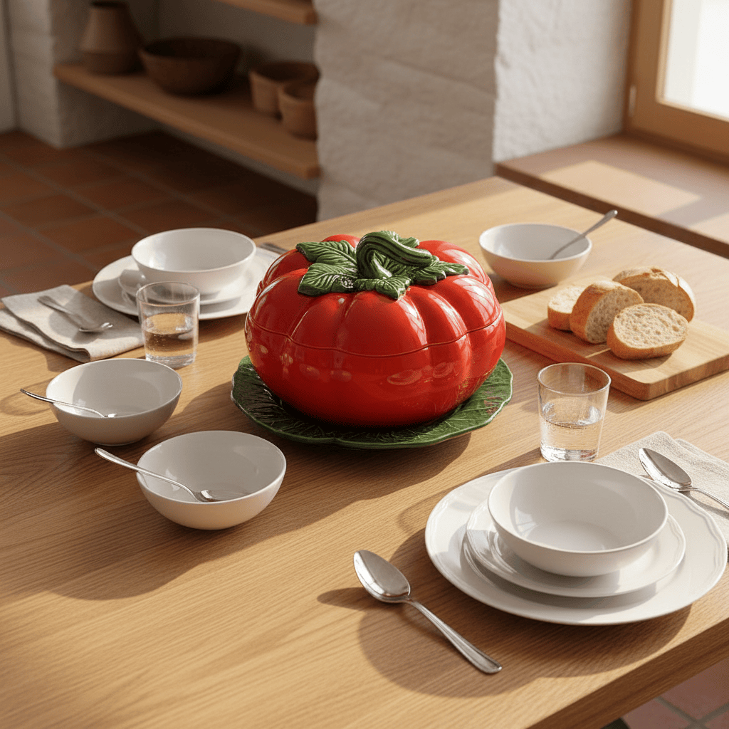 Tomato-shaped Ceramic Soup Tureen