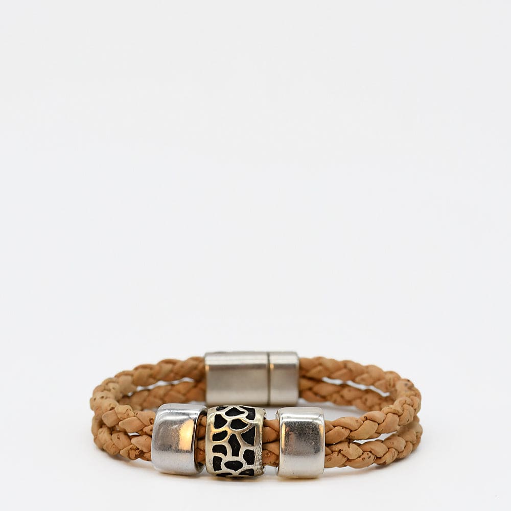 Unisex Braided Cork Bracelet - Natural