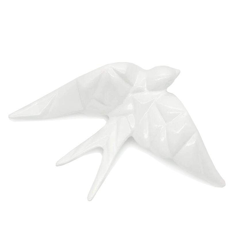 Ceramic Swallow in Origami style - White from Portugal