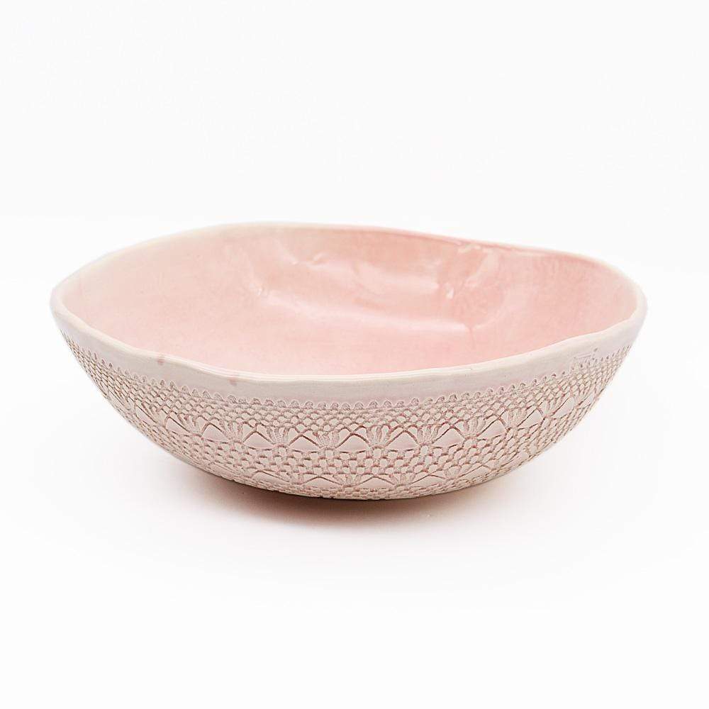 Carimbada I Handmade Ceramic Salad Bowl 9.8" - Pink - Luisa Paixao | USA