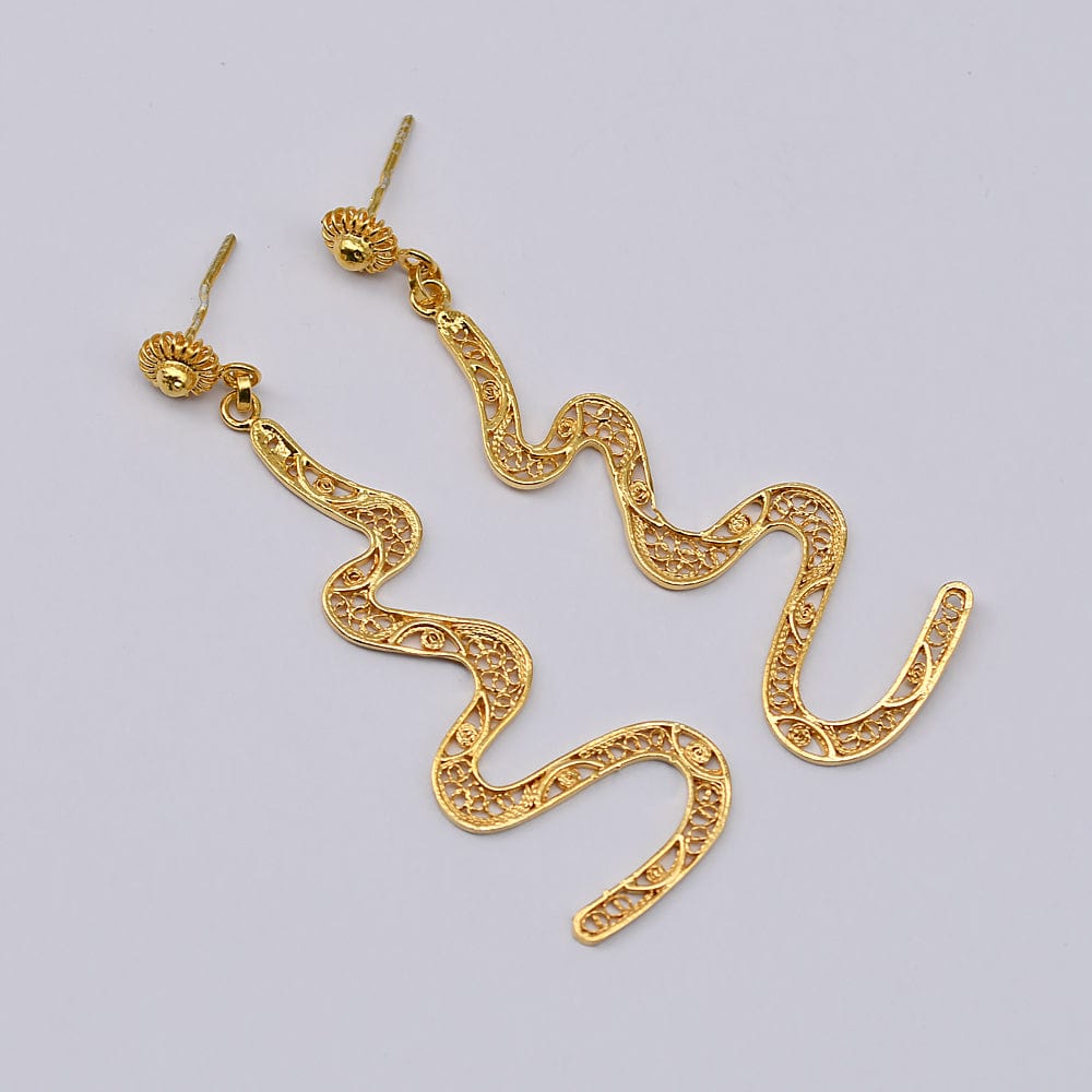 Serpente I Gold plated Silver Earrings - 2.4'' - Luisa Paixao | USA